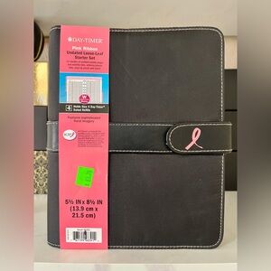 NWT Day-Timer Desk Size Pink Ribbon Binder Starter Set
